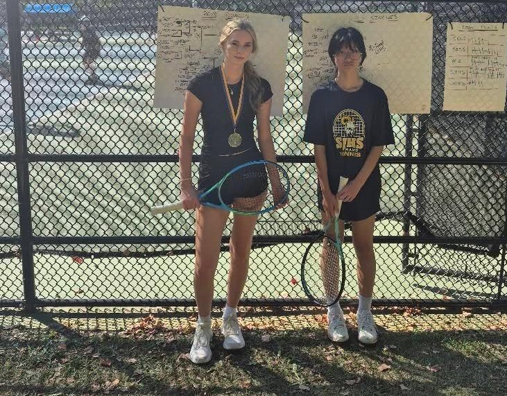 St. Joe's Rams Allie Rickwood, winner and Rachael Li, runner-up, girls singles.
