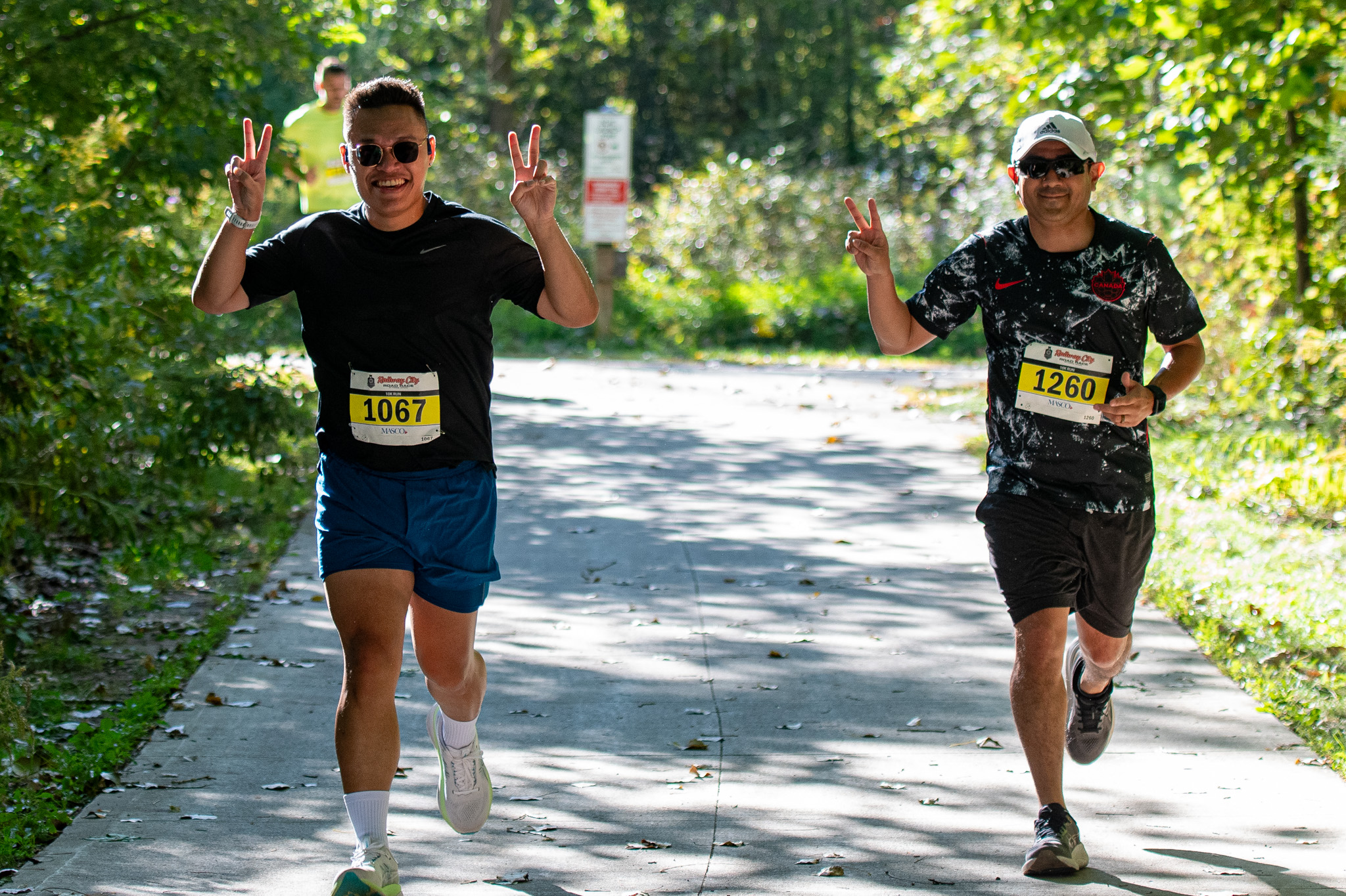 A peaceful 10K run for Gilbert De Los Santos (1067) and Carlos Paredes.