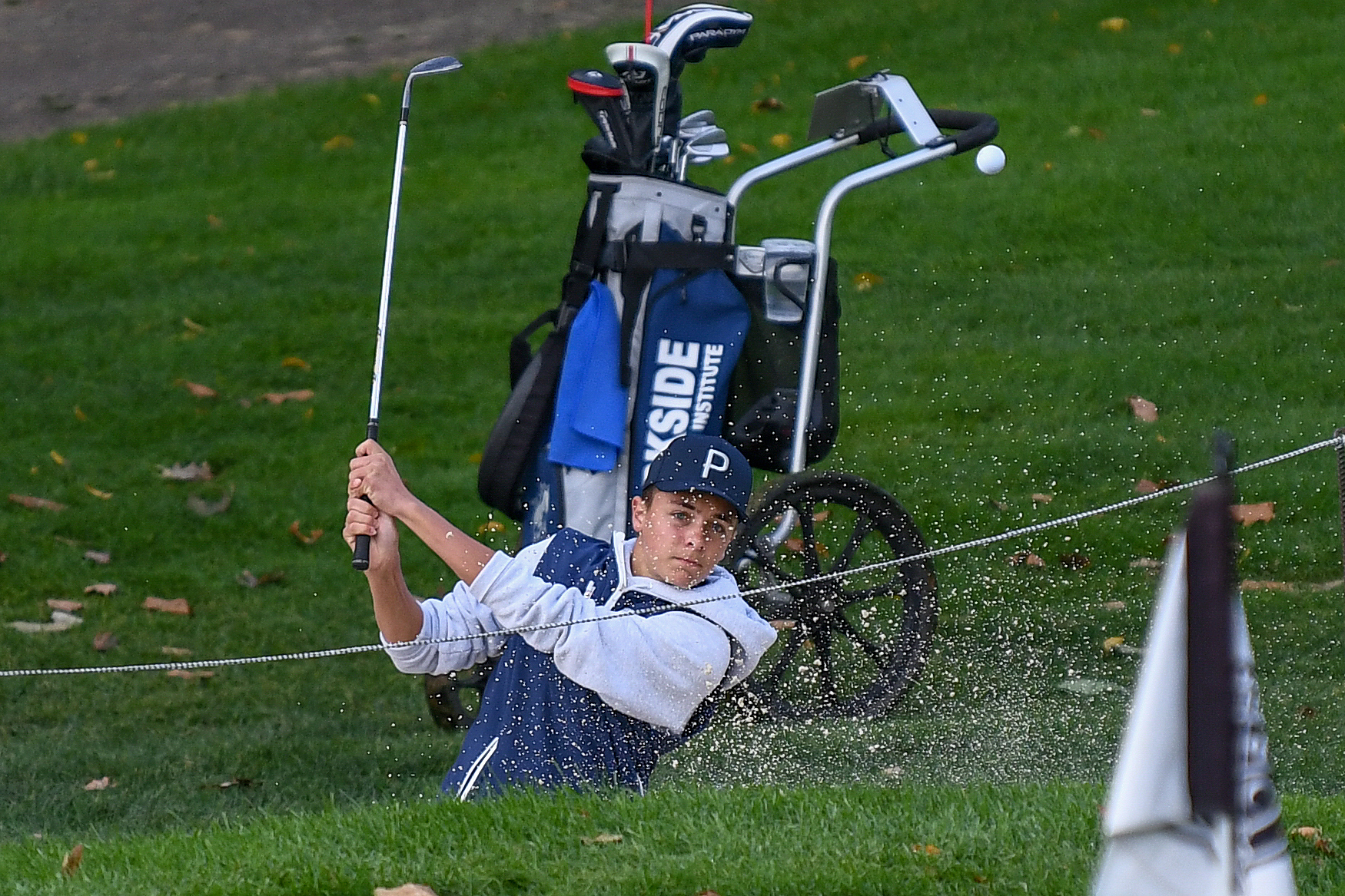 Parkside Stampeders Damon Fish escapes the bunker.