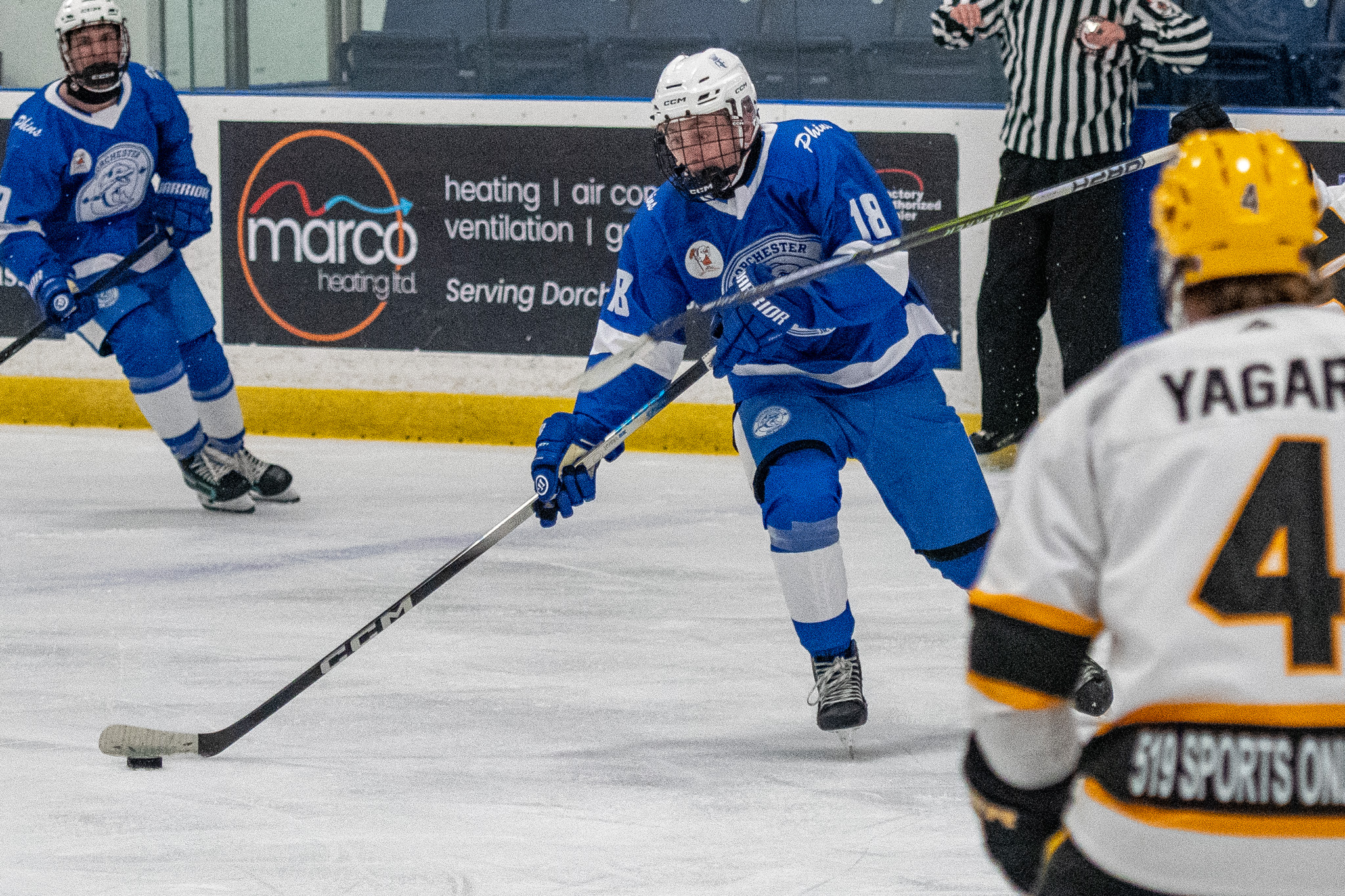 Dorchester Dolphins Peter Kushner looks to create a scoring chance against Tavistock.