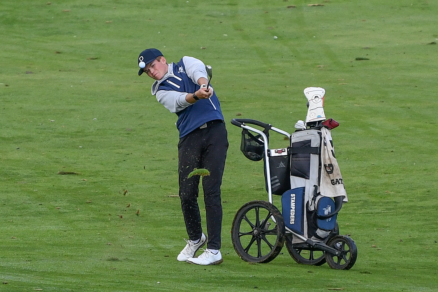 Parkside Stampeders Preston Gryp drives from the fairway.