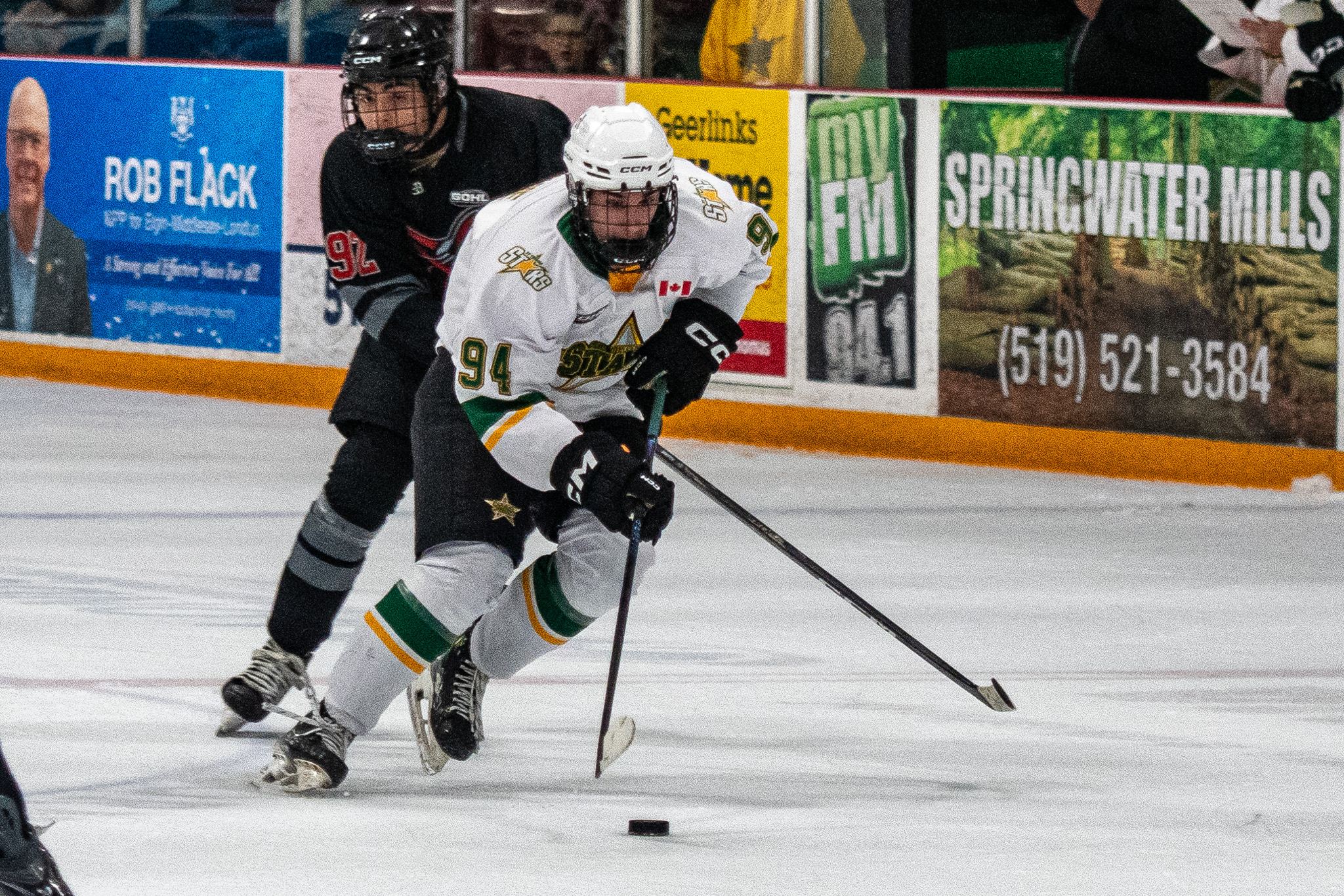 St. Thomas Stars Brodie Pithie (94) moves the puck.