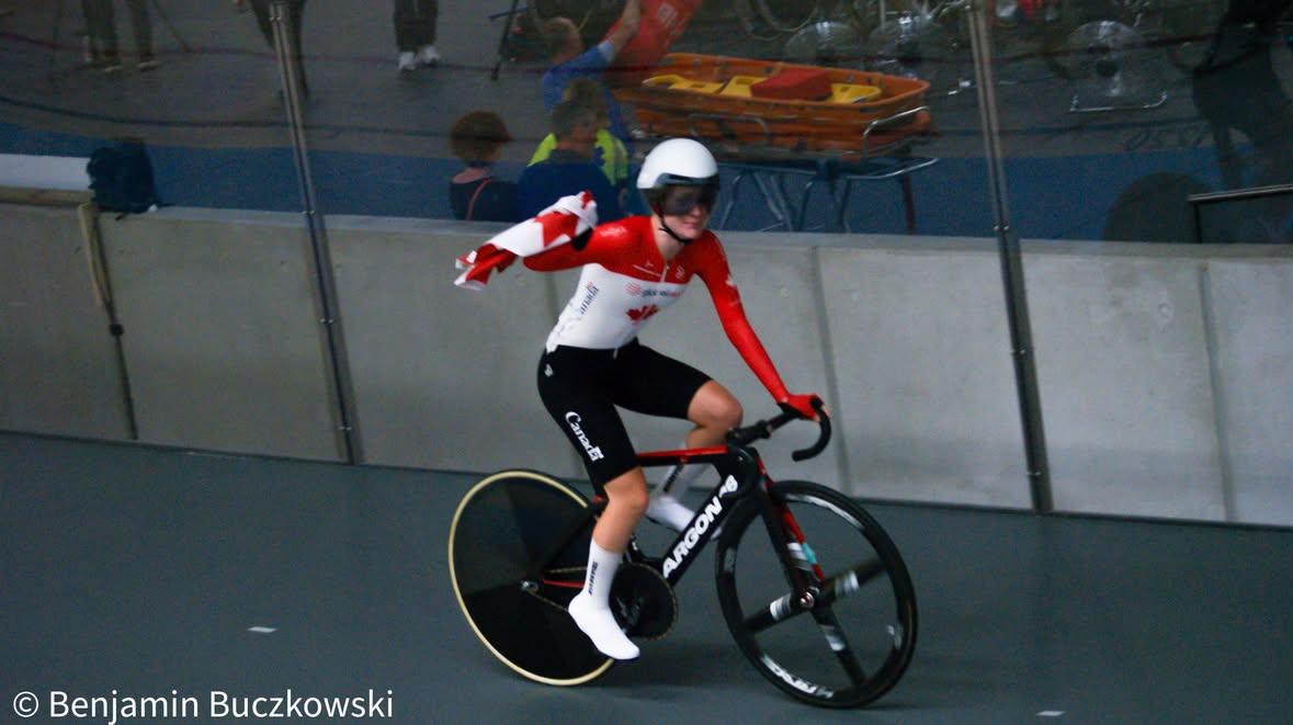Eve Buczkowski during her victory lap. (photo / Ben Buczkowski)